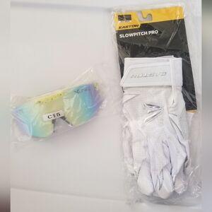 Easton Slowpitch Pro White Gloves Size L and  Pit Viper Sunglasses Bundle